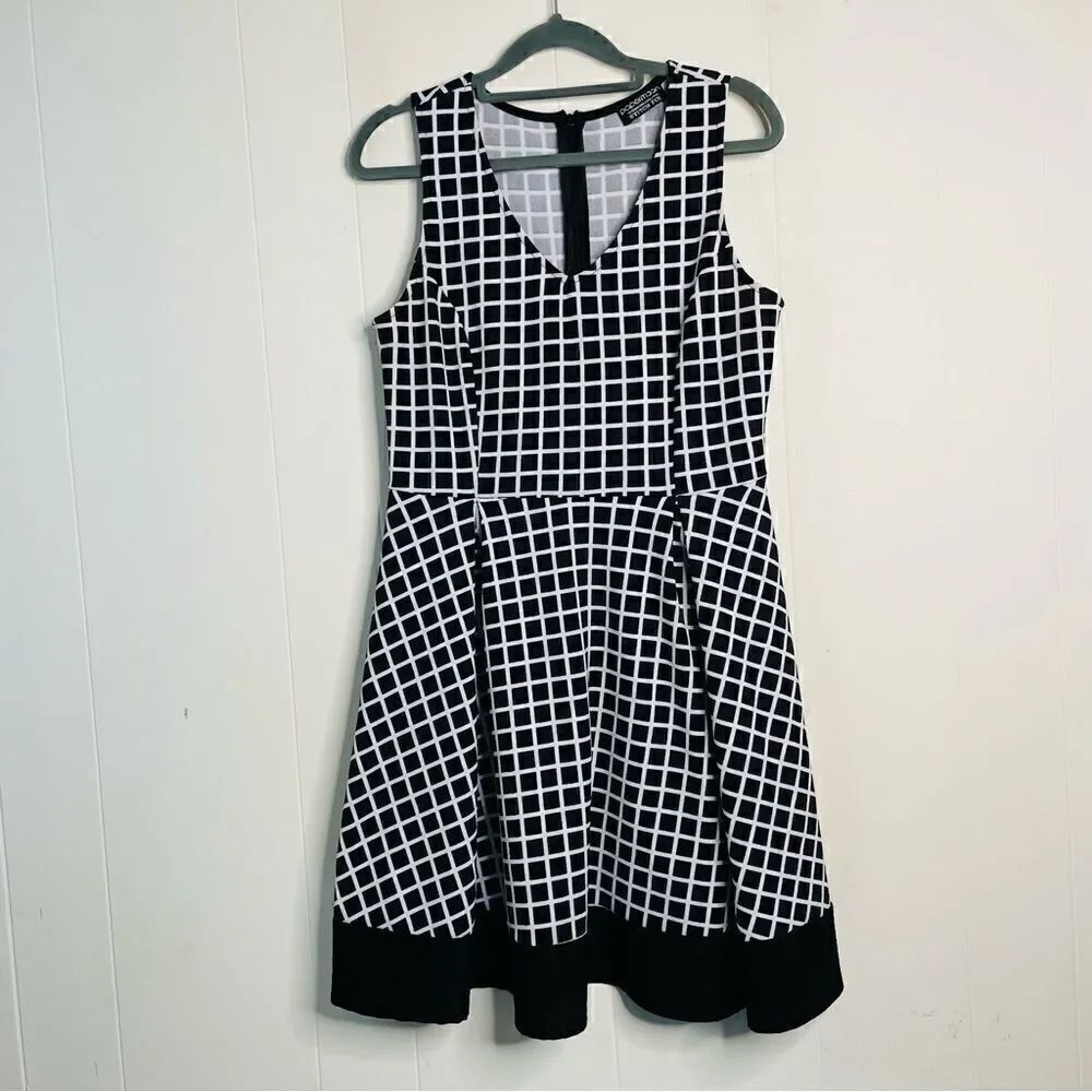 Papermoon Black and White Windowpane Dress Size LP